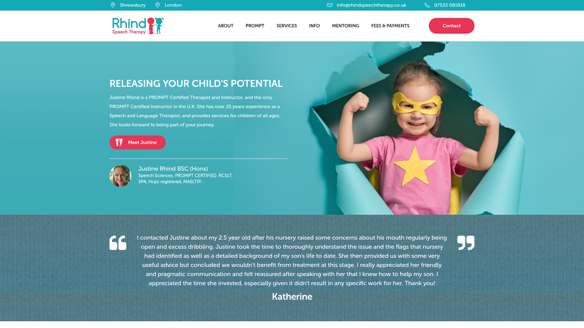Rhind Speech Therapy website